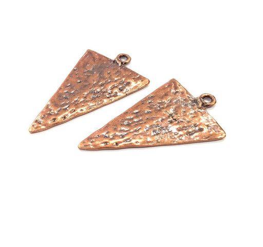 2 Geometric Triangle Charm Antique Copper Charm Antique Copper Plated Metal (44x25mm) G15919