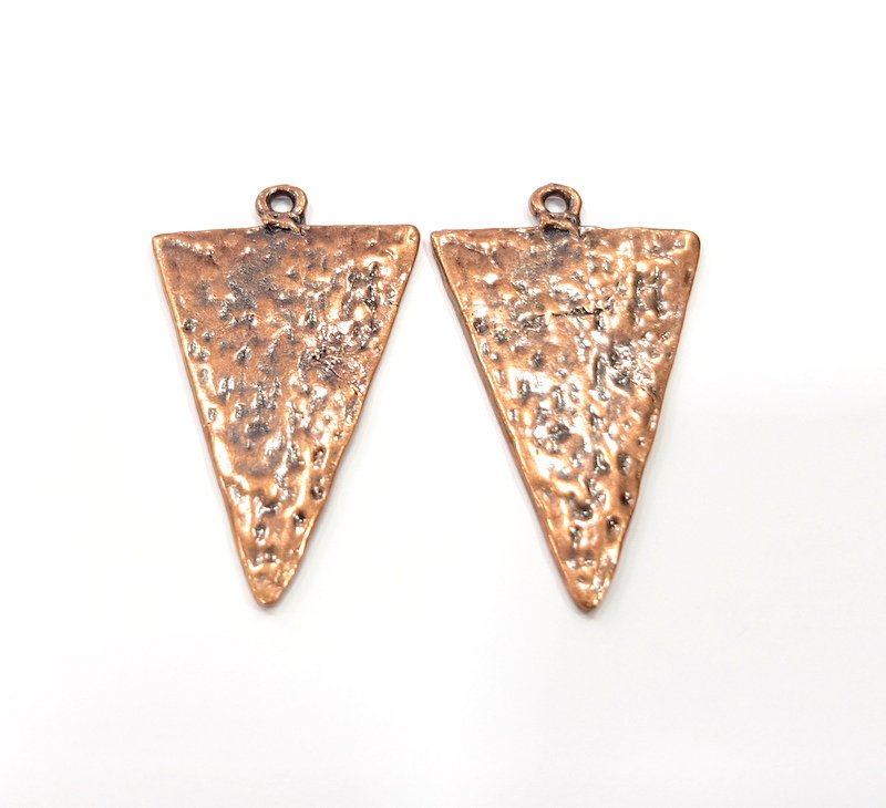 2 Geometric Triangle Charm Antique Copper Charm Antique Copper Plated Metal (44x25mm) G15919