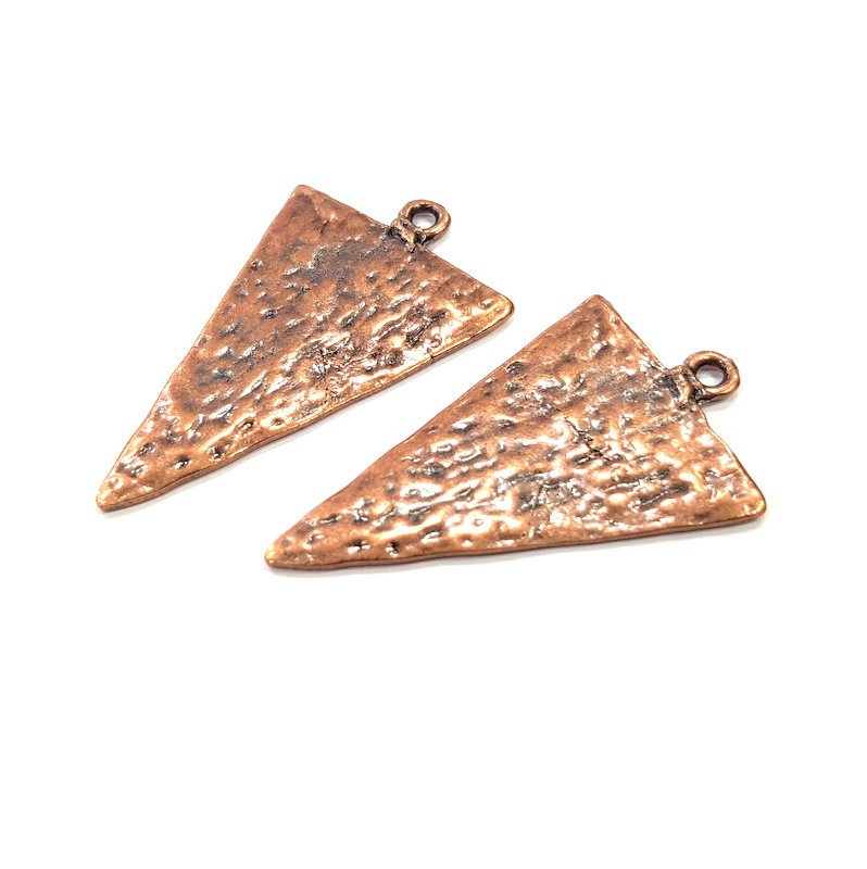 2 Geometric Triangle Charm Antique Copper Charm Antique Copper Plated Metal (44x25mm) G15919