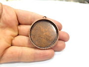 Copper Pendant Blank Resin Base Hammered Cabochon Blank Mosaic inlay Necklace Mountings Antique Copper Plated Metal (40 mm blank)  G15922