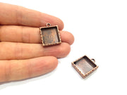 2 Copper Pendant Blank Resin Base Hammered Cabochon Blank Mosaic inlay Necklace Mountings Antique Copper Plated Metal (16 mm blank)  G15923