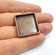 Copper Pendant Blank Resin Base Hammered Cabochon Blank Mosaic inlay Necklace Mountings Antique Copper Plated Metal (25 mm blank)  G15929