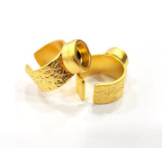 Gold Ring Base Blank Setting Cabochon Base inlay Ring Backs Mounting Adjustable Ring Base Bezel (8mm blank ) Gold Plated Metal G15931