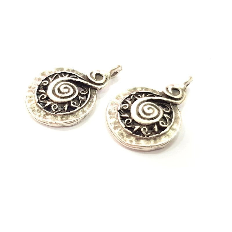 4 Silver Charm Antique Silver Plated Metal (27x18 mm)  G15234
