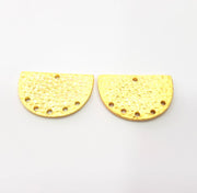 2 Hammered Semi Circle Connector Charms Half Moon Charms Gold Charms Gold Plated Charms  (30x20 mm)  G15238