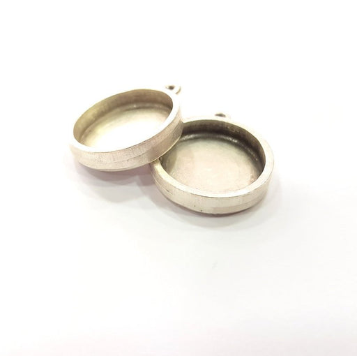 2 Silver Base Blank inlay Blank Pendant Base Resin Blank Mosaic Mountings Antique Silver Plated Metal (18 mm round blank )  G15354