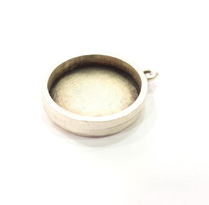 2 Silver Base Blank inlay Blank Pendant Base Resin Blank Mosaic Mountings Antique Silver Plated Metal (20 mm round blank )  G15242