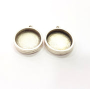 2 Silver Base Blank inlay Blank Pendant Base Resin Blank Mosaic Mountings Antique Silver Plated Metal (20 mm round blank )  G15242