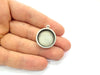 2 Silver Base Blank inlay Blank Pendant Base Resin Blank Mosaic Mountings Antique Silver Plated Metal (20 mm round blank )  G15242