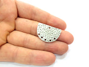 2 Hammered Semi Circle Charm Half Moon Connector Antique Silver Plated Metal (30x20 mm)  G15243