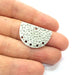 2 Hammered Semi Circle Charm Half Moon Connector Antique Silver Plated Metal (30x20 mm)  G15243