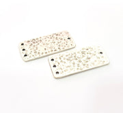 2 Hammered Rectangle Connector Charm Antique Silver Plated Metal (40x18 mm)  G15244