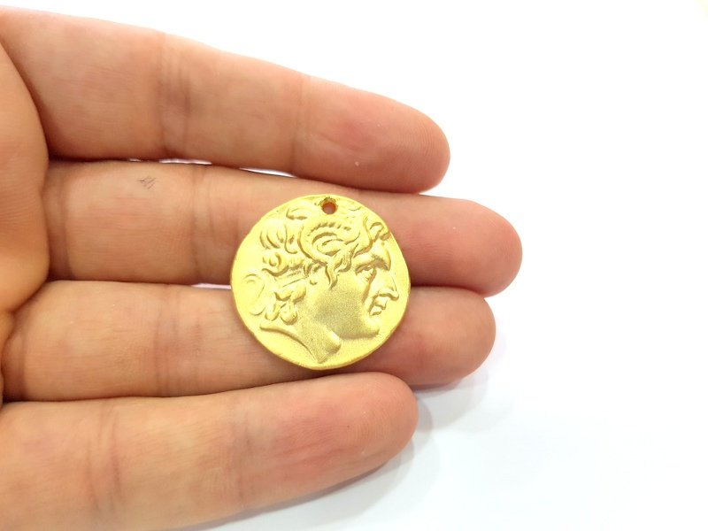 2 Coin Charms Gold Charms Gold Plated Charms  (28 mm)  G15355