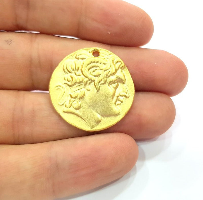 2 Coin Charms Gold Charms Gold Plated Charms  (28 mm)  G15355