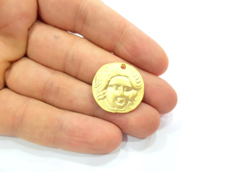 2 Coin Charms Gold Charms Gold Plated Charms  (24 mm)  G15249