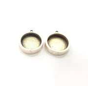2 Silver Base Blank inlay Blank Pendant Base Resin Blank Mosaic Mountings Antique Silver Plated Metal (16 mm round blank )  G15250