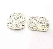 2 Silver Connector Antique Silver Plated Metal (30x25 mm)  G15356