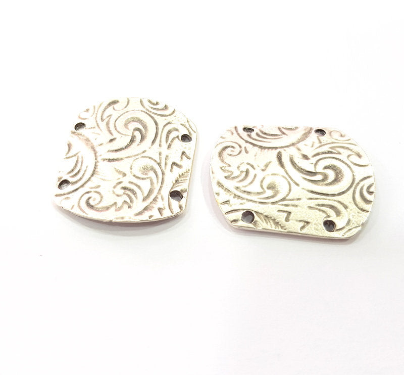 2 Silver Connector Antique Silver Plated Metal (30x25 mm)  G15356