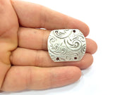 2 Silver Connector Antique Silver Plated Metal (30x25 mm)  G15356