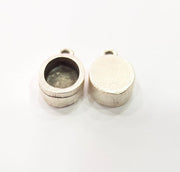 4 Silver Base Blank inlay Pendant Blank Base Resin Blank Mosaic Mountings Antique Silver Plated Metal (10x8mm blank)  G15358