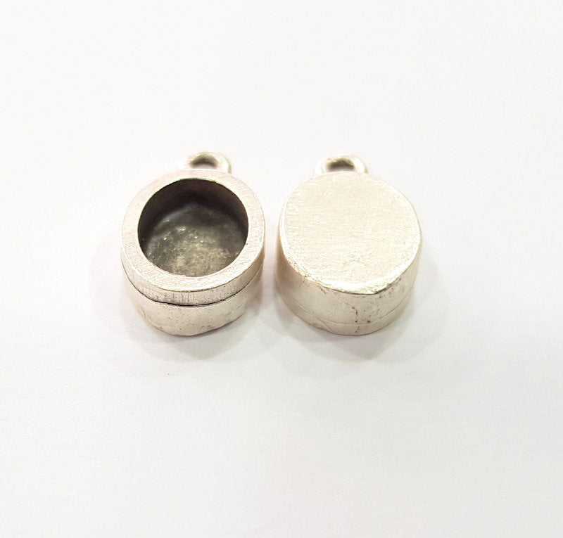 4 Silver Base Blank inlay Pendant Blank Base Resin Blank Mosaic Mountings Antique Silver Plated Metal (10x8mm blank)  G15358