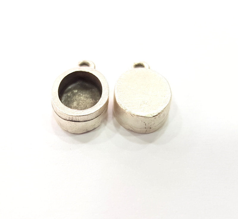 4 Silver Base Blank inlay Pendant Blank Base Resin Blank Mosaic Mountings Antique Silver Plated Metal (10x8mm blank)  G15358