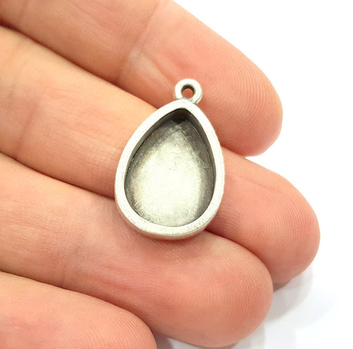 4 Silver Base Blank inlay Pendant Blank Base Resin Blank Mosaic Mountings Antique Silver Plated Metal (18x13mm blank )  G15256