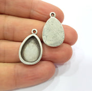 4 Silver Base Blank inlay Pendant Blank Base Resin Blank Mosaic Mountings Antique Silver Plated Metal (18x13mm blank )  G15256
