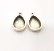 4 Silver Base Blank inlay Pendant Blank Base Resin Blank Mosaic Mountings Antique Silver Plated Metal (18x13mm blank )  G15256