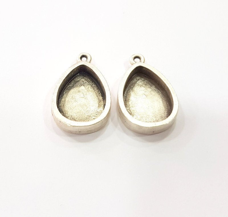 4 Silver Base Blank inlay Pendant Blank Base Resin Blank Mosaic Mountings Antique Silver Plated Metal (18x13mm blank )  G15256