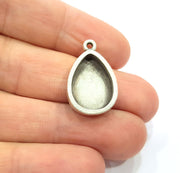4 Silver Base Blank inlay Pendant Blank Base Resin Blank Mosaic Mountings Antique Silver Plated Metal (18x13mm blank )  G15256