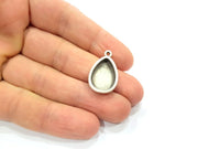 4 Silver Base Blank inlay Pendant Blank Base Resin Blank Mosaic Mountings Antique Silver Plated Metal (18x13mm blank )  G15256