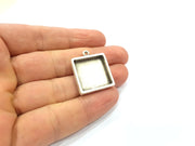 2 Silver Base Blank inlay Pendant Blank Base Resin Blank Mosaic Mountings Antique Silver Plated Metal (20x20mm blank )  G16103