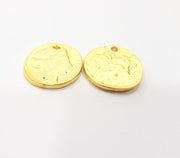 2 Coin Charms Gold Charms Gold Plated Charms  (18 mm)  G15359