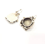 Earring Blank Base Settings Silver Resin Cabochon Base inlay Blank Mountings Antique Silver Plated Brass (15mm blank) 1 pair G15360