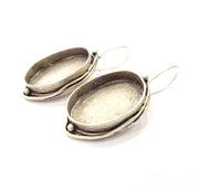 Earring Blank Base Settings Silver Resin Cabochon Base inlay Blank Mountings Antique Silver Plated Brass (30x22mm blank) 1 pair G17054