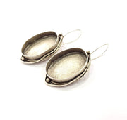Earring Blank Base Settings Silver Resin Cabochon Base inlay Blank Mountings Antique Silver Plated Brass (30x22mm blank) 1 pair G17054
