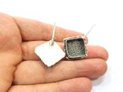 Earring Blank Base Settings Silver Resin Cabochon Base inlay Blank Mountings Antique Silver Plated Brass (15x15mm blank) 1 pair G15274