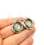 Earring Blank Base Settings Silver Resin Cabochon Base inlay Blank Mountings Antique Silver Plated Brass (15mm blank) 1 pair G15276