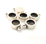 5 Silver Base Blank inlay Pendant Blank Base Resin Blank Mosaic Mountings Antique Silver Plated Metal (8mm blank )  G15283