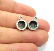 5 Silver Base Blank inlay Pendant Blank Base Resin Blank Mosaic Mountings Antique Silver Plated Metal (8mm blank )  G15283