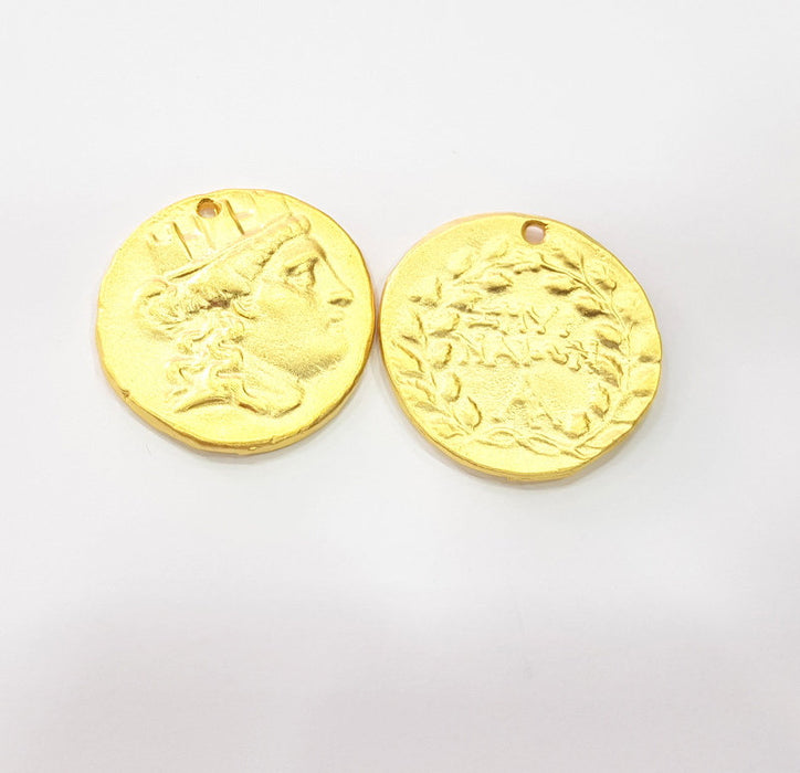 Gold Coin Charms Gold Charms Gold Plated Charms  (28 mm)  G15288