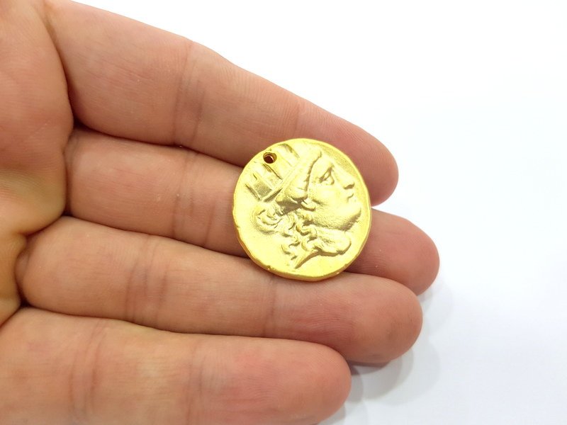 Gold Coin Charms Gold Charms Gold Plated Charms  (28 mm)  G15288