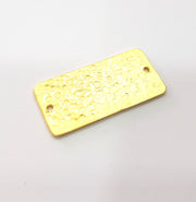 2 Hammered Rectangle Connector Charms Gold Charms Gold Plated Charms  (40x18 mm)  G15289
