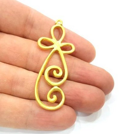 2 Curved Wire Motif Charms Matte Gold Charms  (58x18mm)  G9821