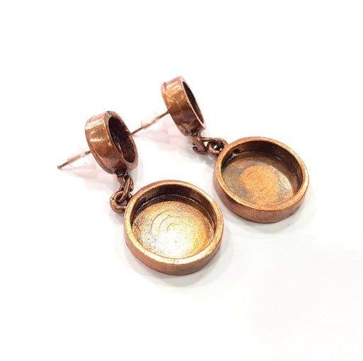 Earring Blank Base Settings Copper Resin Blank Cabochon Base inlay Mountings Antique Copper Plated Brass (16+10mm blank) 1 Set  G15292