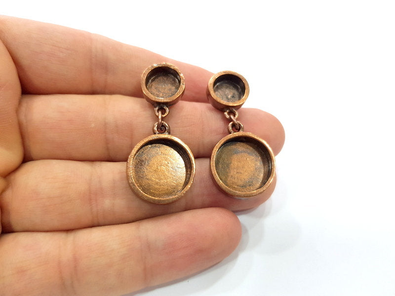 Earring Blank Base Settings Copper Resin Blank Cabochon Base inlay Mountings Antique Copper Plated Brass (16+10mm blank) 1 Set  G15292