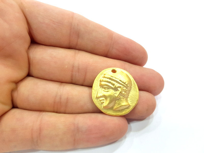 2 Coin Charms Gold Charms Gold Plated Charms  (25 mm)  G15294