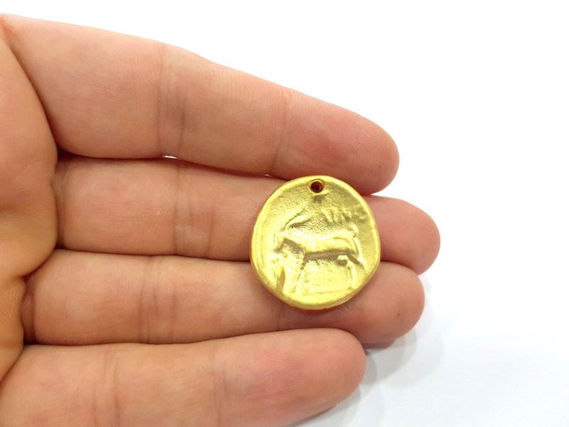 2 Coin Charms Gold Charms Gold Plated Charms  (25 mm)  G15294