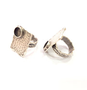 Silver Ring Setting Resin Ring Blank Cabochon Base inlay Ring Mounting Adjustable Ring Base Bezel (8 mm) Antique Silver Plated Brass G15298